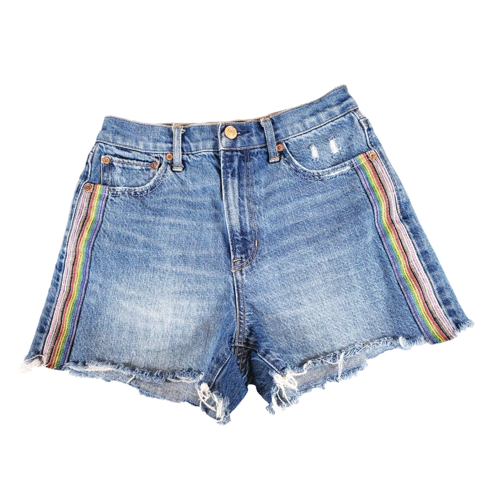 American Eagle RAINBOW Womens 4 Denim Shorts‎ Highest Rise 90s BOYFRIEND PRIDE